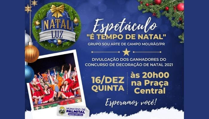 Palmital – Prefeitura convida a todos para o espetáculo “É tempo de Natal”
